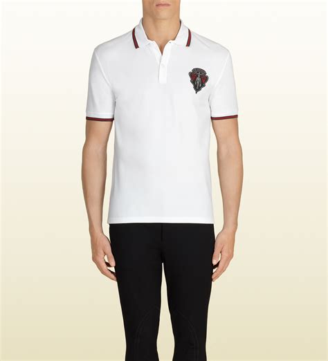 gucci polo shirt mens white|gucci polo shirt men's.